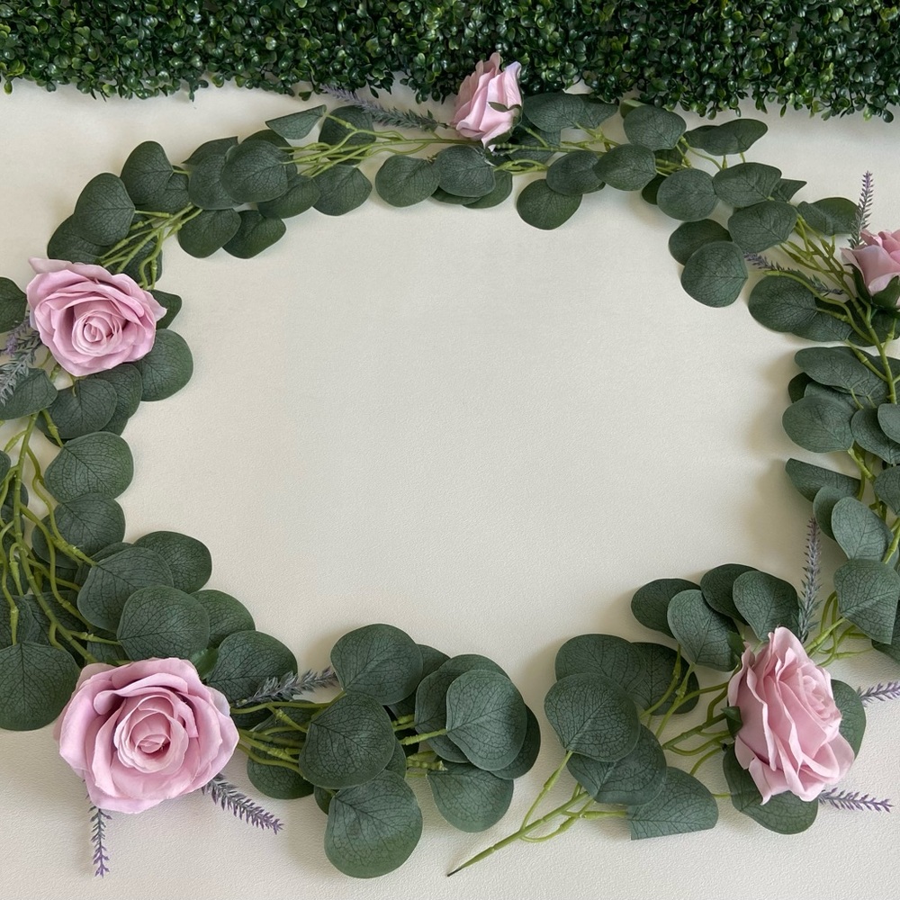 6.5 Foot Lavender Purple Rose Flower Eucalyptus Garlands  Custom Vine New